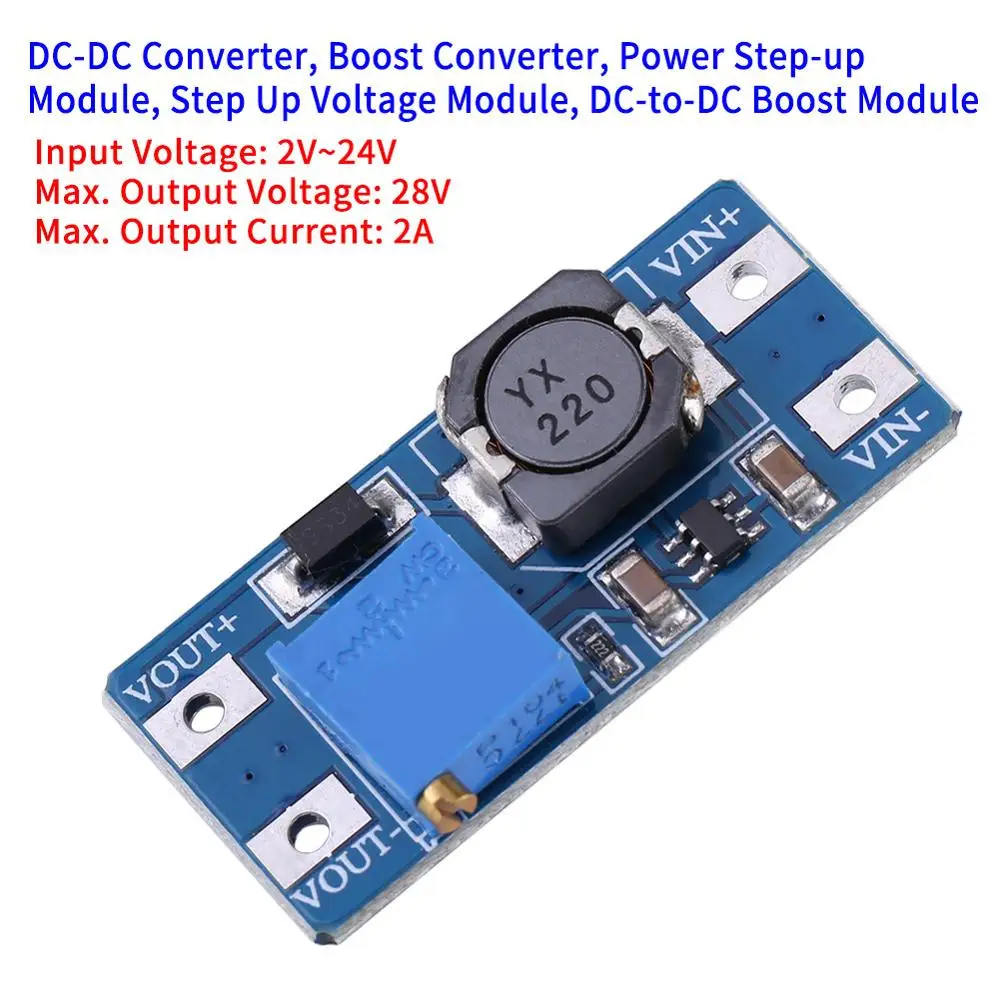 MT3608 DC-DC напряжение повышающий Регулируемый повышающий преобразователь модуль питания 2А 2 В~ 24 В постоянного тока до максимального 28 В постоянного тока Повышающий Модуль питания