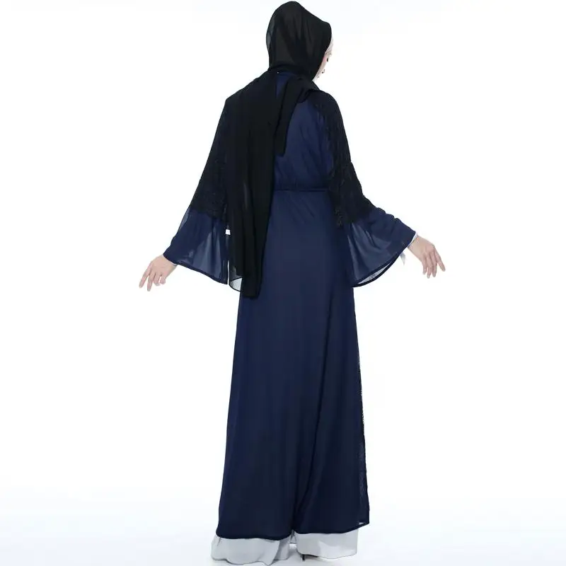 Рамадан открытые Абаи dubai длинный рукав кардиган мусульманское длинное платье для девочки кафтан джилбаба халат кимоно пэчворк