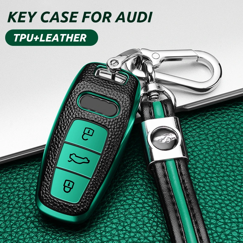 

Leather+TPU All-Inclusive Car Remote Key Cover Case For Audi A6 C8 A7 A8 Q8 2018 2019 Car Accessories Durable Car Styling Shell