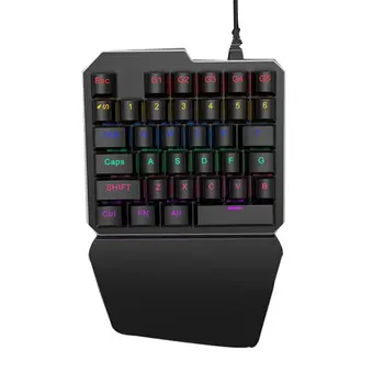 

One-hand mechanical keyboard 7 color LED backlight X902 USB cable professional game keyboard fast delivery