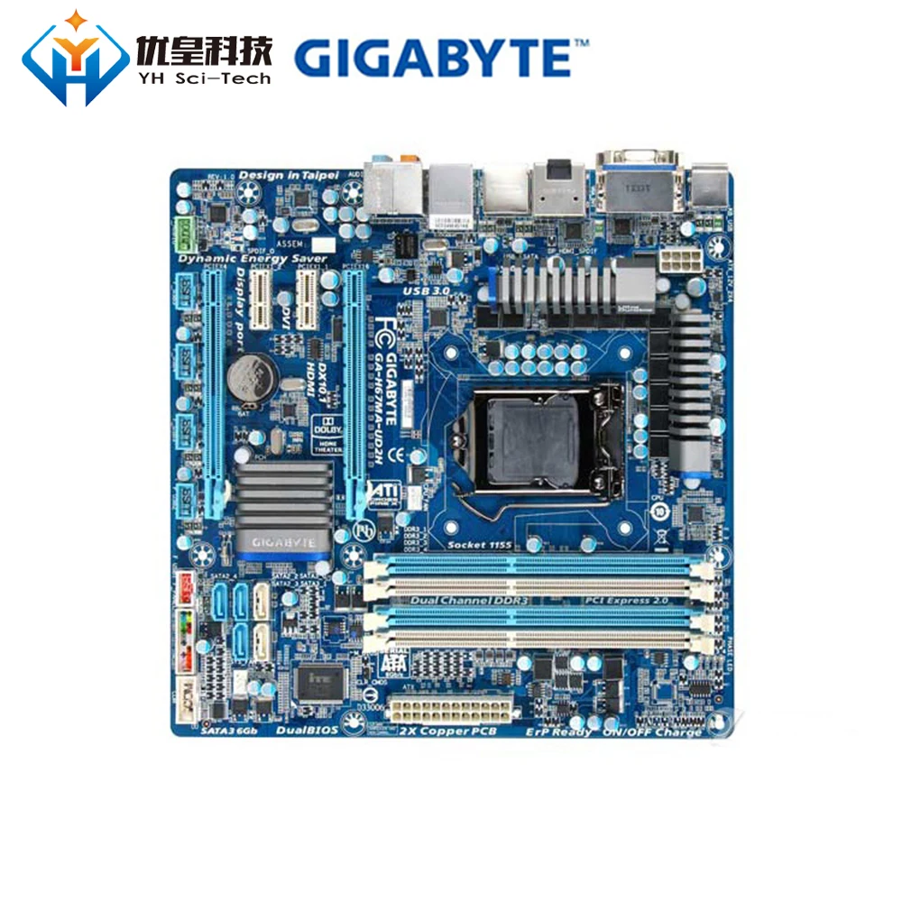Оригинальная б/у настольная Материнская плата Gigabyte GA-H67MA-UD2H H67 Socket LGA 1155 Core i7/i5/i3 DDR3 16G Micro ATX