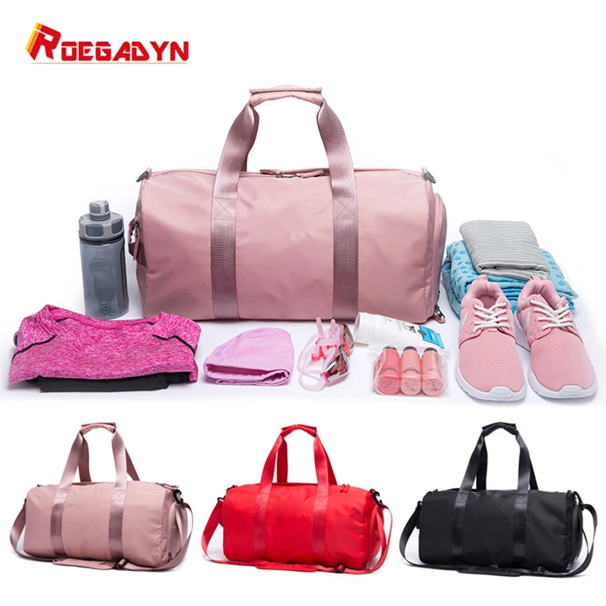 ROEGADYN Light Weight Pink Gym Bags Women Fitness Yoga Bag Gym Bags For Women With Sholder Strap Sports Bags Men For Gym Women