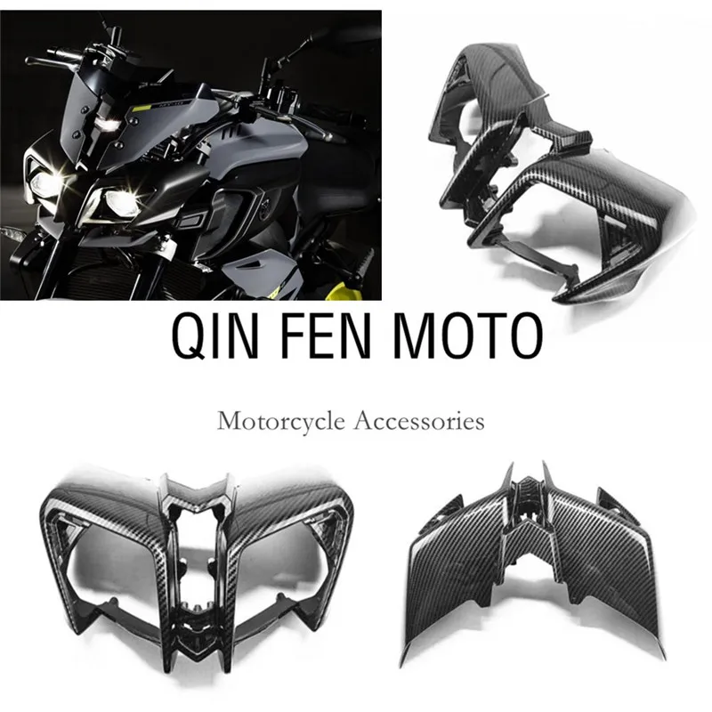 Carbon fiber paint Headlight Cover Shroud Fairing Cowl Kit Fit For YAMAHA MT-10 FZ-10 2016-2019 MT10