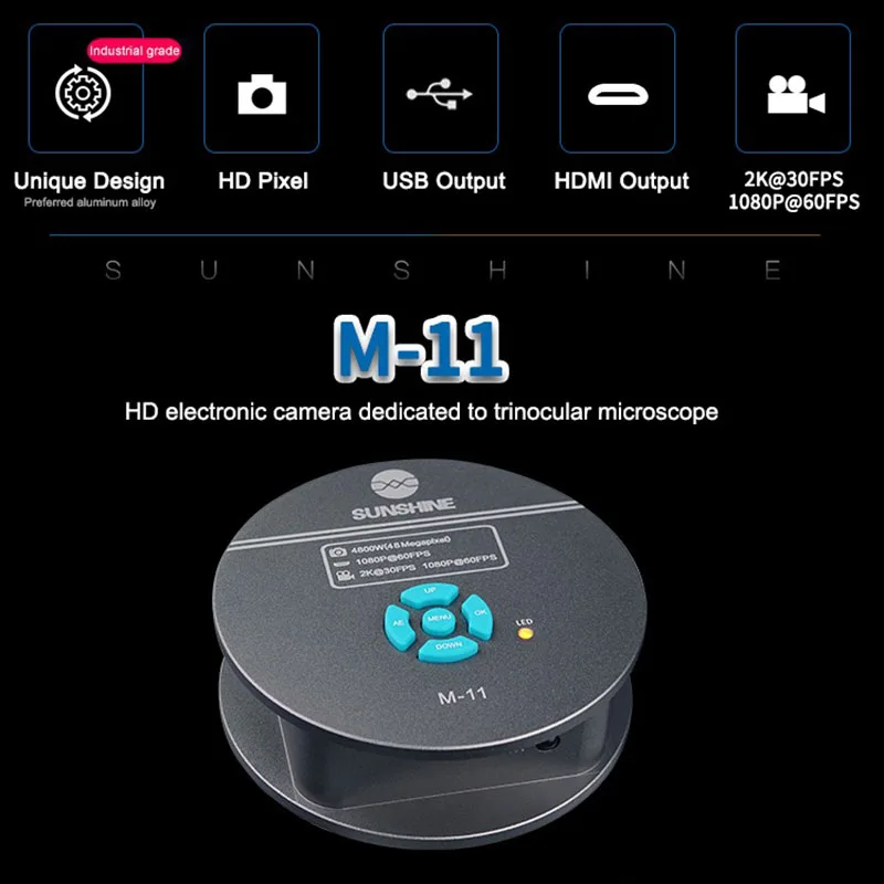 Sunshine M-11 4800W Pixel HDMI тринокулярный микроскоп HD камера промышленного класса камера для мобильного телефона инструмент для ремонта материнской платы