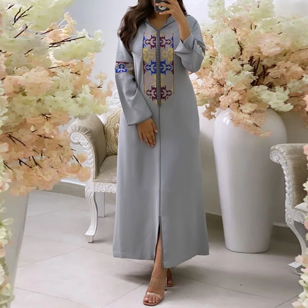 Elegant Printed Designer Muslim Dress Women Dubai Abaya 2020 Islam Clothing Long Dresses Loose Autumn Robe Casual Femme Vestido | Женская