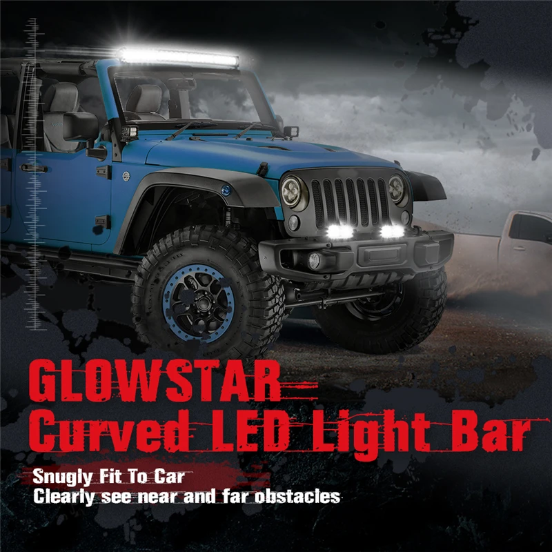 MICTUNING GlowStar 4" 5-ти рядный изогнутый СВЕТОДИОДНЫЙ светильник бар комбинированный прожектор внедорожный противотуманный автомобильный светильник для 4X4 Jeep Грузовик Лодка светодиодный светильник