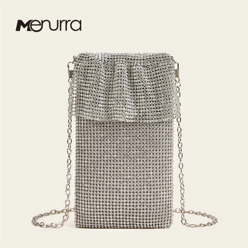 Evening Handbags Clutch Purses for Women Metal mesh Small Crossbody Bag Cell Phone Purse Wallet