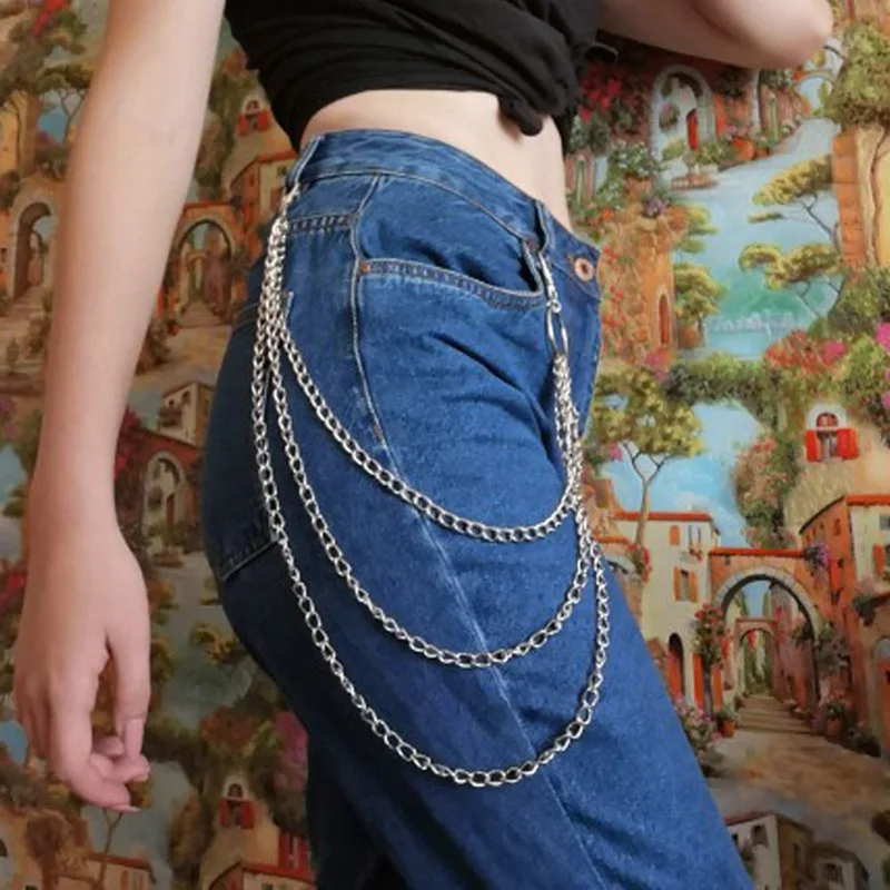 

1PCS Hip-hop Punk Metal Ring Pants Chain Keychain Stage Performance Waist Chains Jeans Keyring Accessories Pendant Trinket