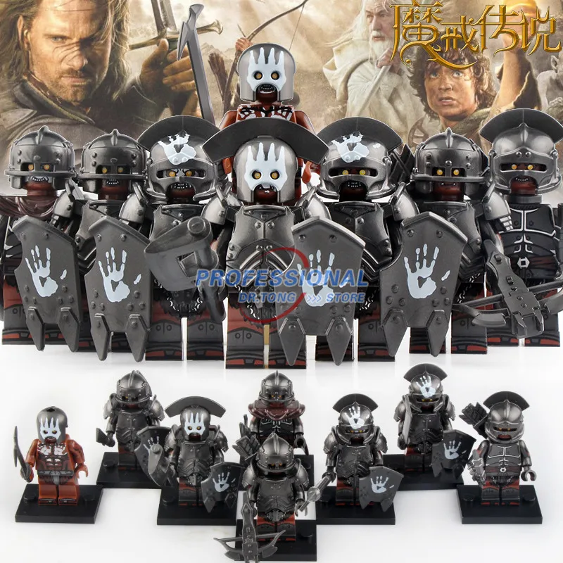 

50PCS Lord of the Rings Action Figure Strong Orc Soldier Heavy Infantry Spear Building Blocks Toys Forodels Toys Gifts KT1033