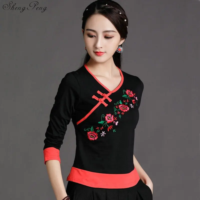 Традиционная китайская одежда для женщин cheongsam Топ воротник стойка Женские топы и блузки Восточная китайская одежда V1746 - Цвет: 2