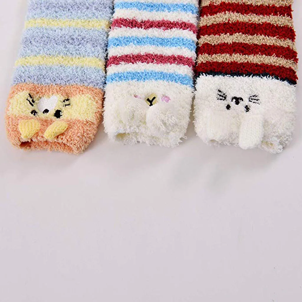3 пары детских хлопковых утепленных колготок на женские пушистые носки теплые, мягкие домашние тапочки с принтом спальный, Милые Носки с рисунком животных цветная зимняя куртка с персонажами из мультфильмов носки милые забавные#30