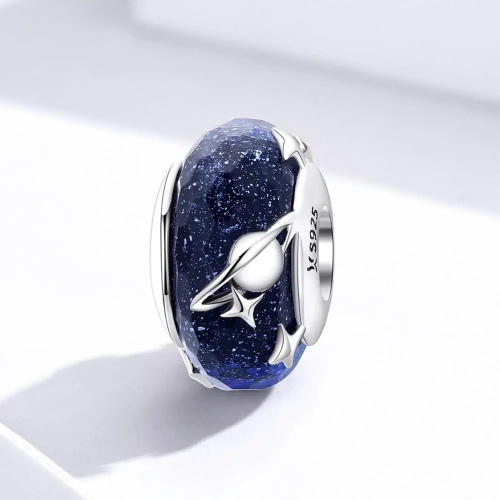 Fit Pandora браслет стерлингового серебра 925 универсальная планета Звездное стекло бусины S925 синий межзвездные Подвески diy ювелирные изделия