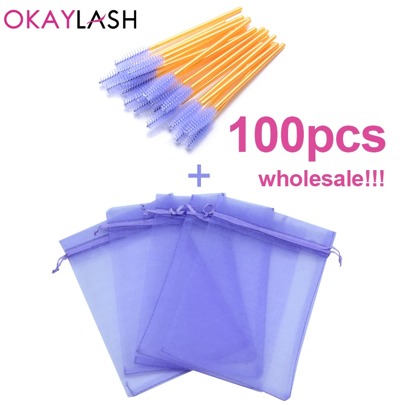 OKAYLASH оптовая продажа красочные шнурки органзы ресниц Упаковка Сумка тушь для