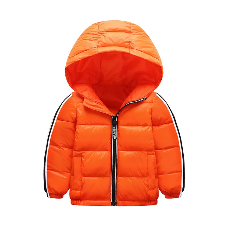 Orange Зимняя куртка для девочек 1-5 лет, модная длинная парка детская повседневная однотонная верхняя одежда с капюшоном детское красное пальто с искусственным мехом для мальчиков - Цвет: Orange