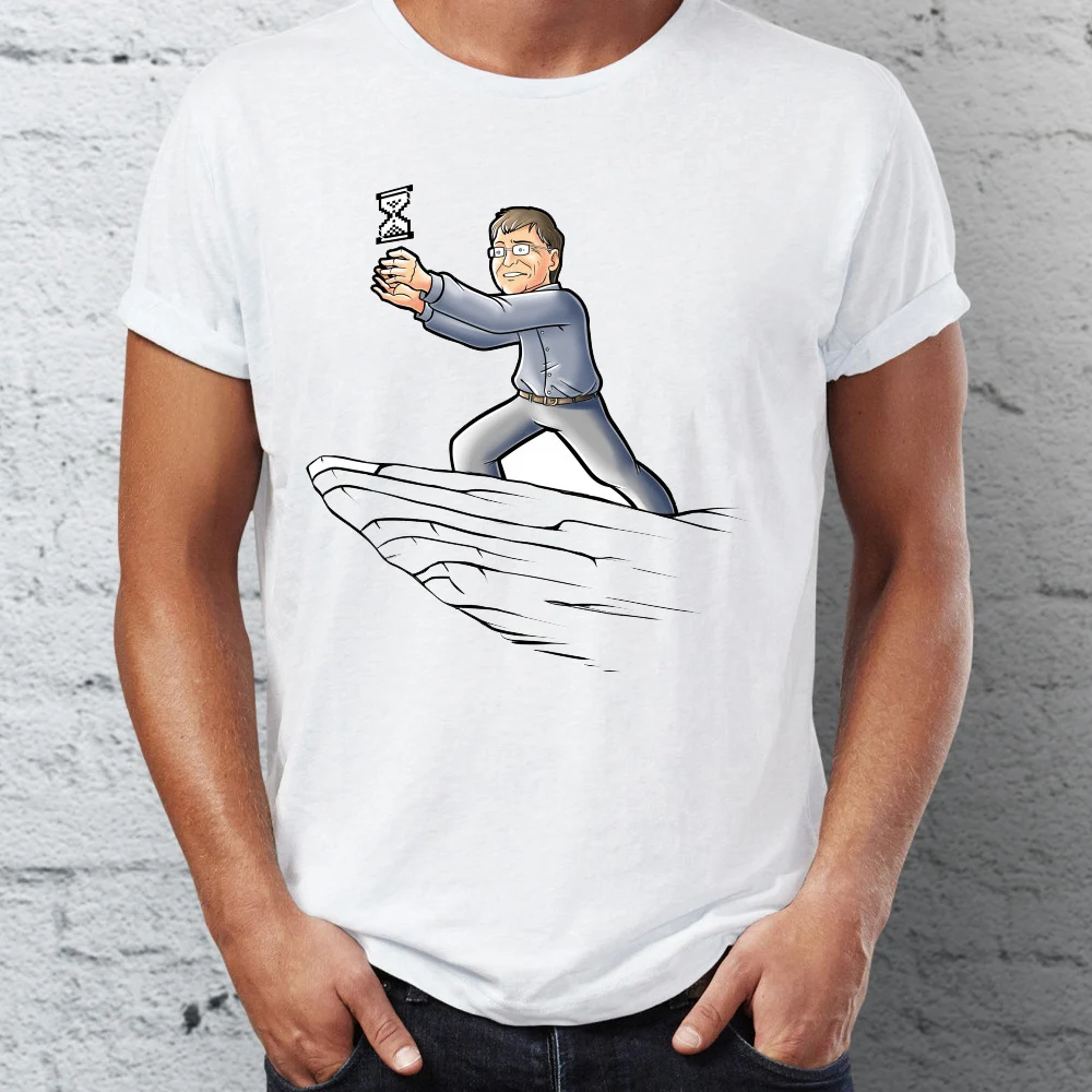 

Men's T Shirt The Hourglass King Bill Gates On The Pride Rock Holding A Waiting Icon Funny Tee
