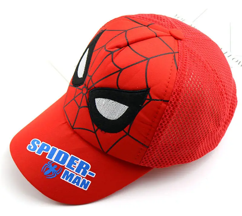 Красный SPIDER-MAN, новая хлопковая детская бейсболка с рисунком Человека-паука, Детская кепка в стиле хип-хоп для мальчиков, бейсболка в сеточку - Цвет: Красный