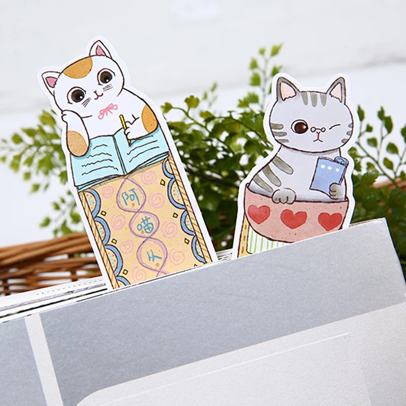 30 pcs/pack Cute Funny Cat Bookmark Paper Cartoon Animals Bookmarks Promotional Gift Stationery Film Book Marks Supplies