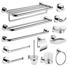 

High Quality SUS 304 Stainless Steel Bathroom Hardware Set Chrome Plated Towel Rack Paper Holder Towel Ring Wall Mounted