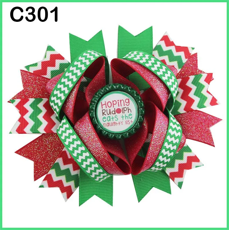 E 15 шт. рождественские банты для волос карамельный тростник бант Санта заколка для волос олень праздник веселая Рождественская бабочка - Цвет: 20181024301