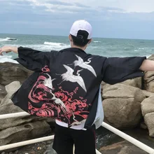 Кимоно для мужчин, традиционное японское кимоно, мужской кардиган-кимоно, Харадзюку, уличная одежда, костюм самурая юката, мужской кардиган хаори