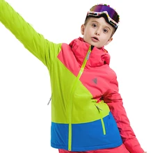 Детская Зимняя Теплая Лыжная куртка, водонепроницаемая ветрозащитная куртка для детей, цветная лыжная куртка, спортивная одежда для улицы