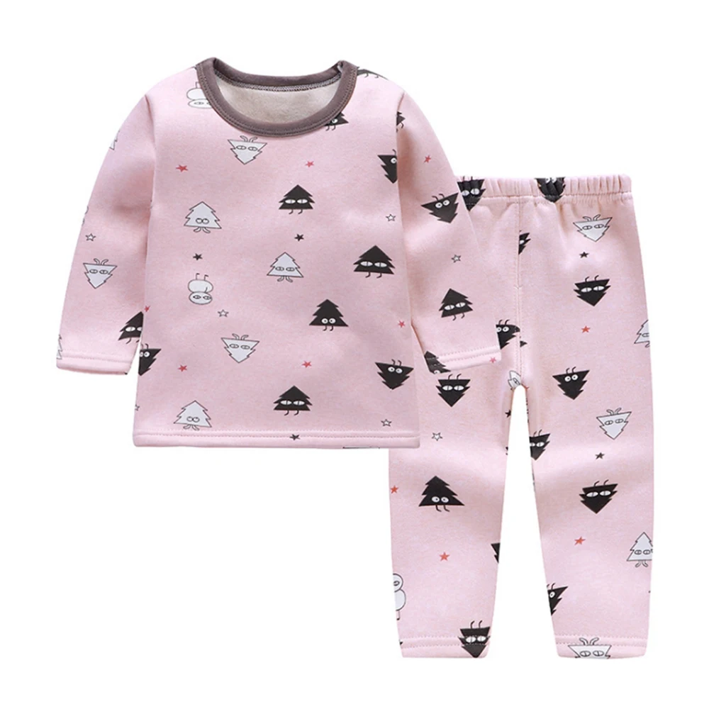 

Oeak Kids Cotton Tops Trousers Set Boys Fleece Clothing Set Autumn Winter Children Clothes Girls Thermal T Shirt Pants Suit