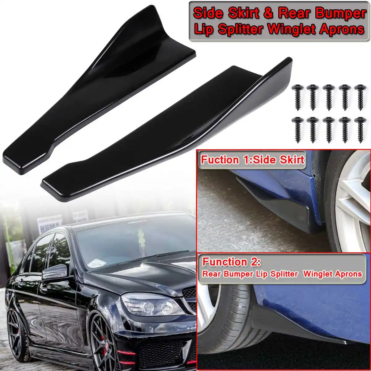 

Universal 34cm/48cm Car Rear Bumper Lip Splitter Winglets Canards Side Skirt For Cars Rocker Diffuser For BMW For Benz For Audi