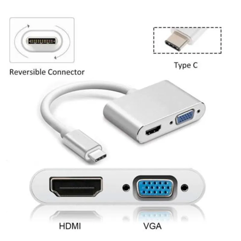 BKSCY Тип C концентратор к адаптер HDMI VGA мужчин и женщин type-C конвертер аудио видео кабель для Macbook телефон планшет USB-C концентратор
