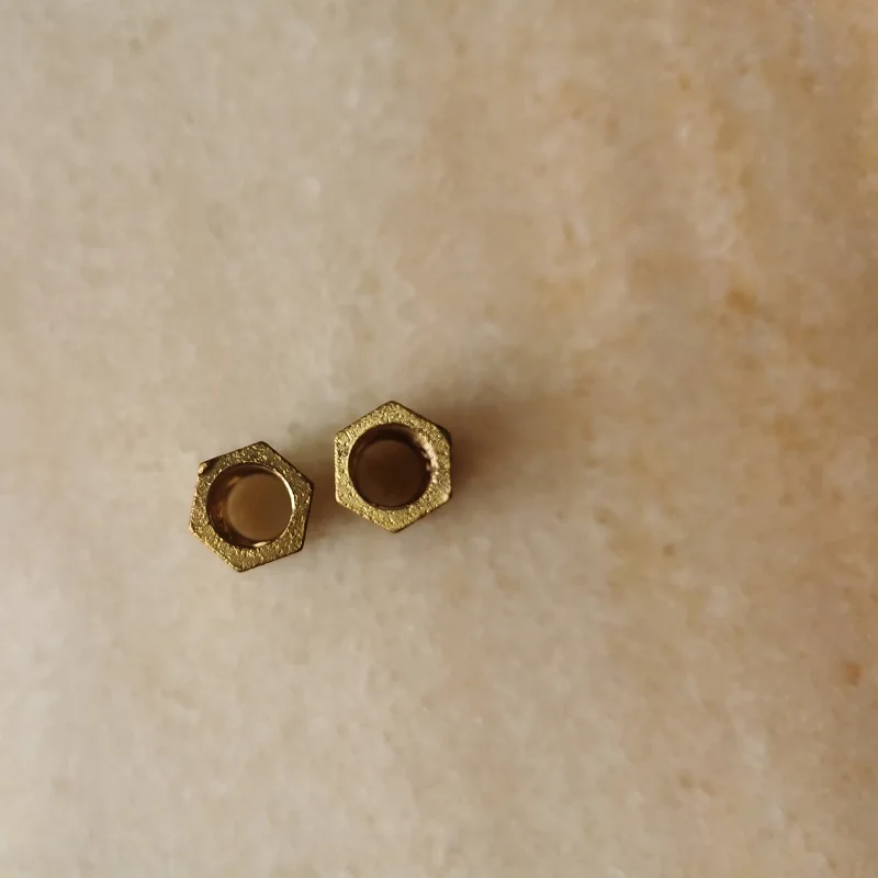 M10 Brass Hex Nut Fastening Thread Rod Hollow Tube with 9.0mm Open Hole Middle Connector for DIY Lamp Accessories