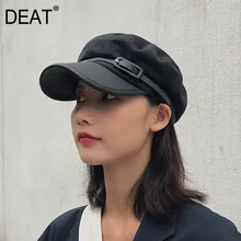 [DEAT] женские шляпы для рыбалки Круглый купол кожа Англия Ретро Темно-синяя кепка Темперамент Мода подходит ко всему весна осень JZ567