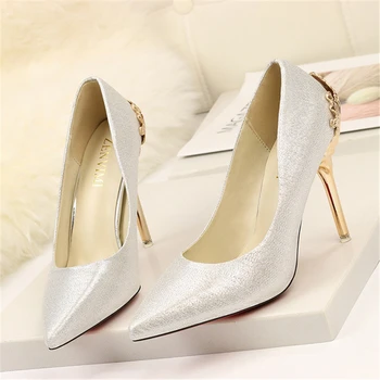 

Women's high heels sexy shallow mouth super high heel suede wedding shoes temperament women's pointed high heels