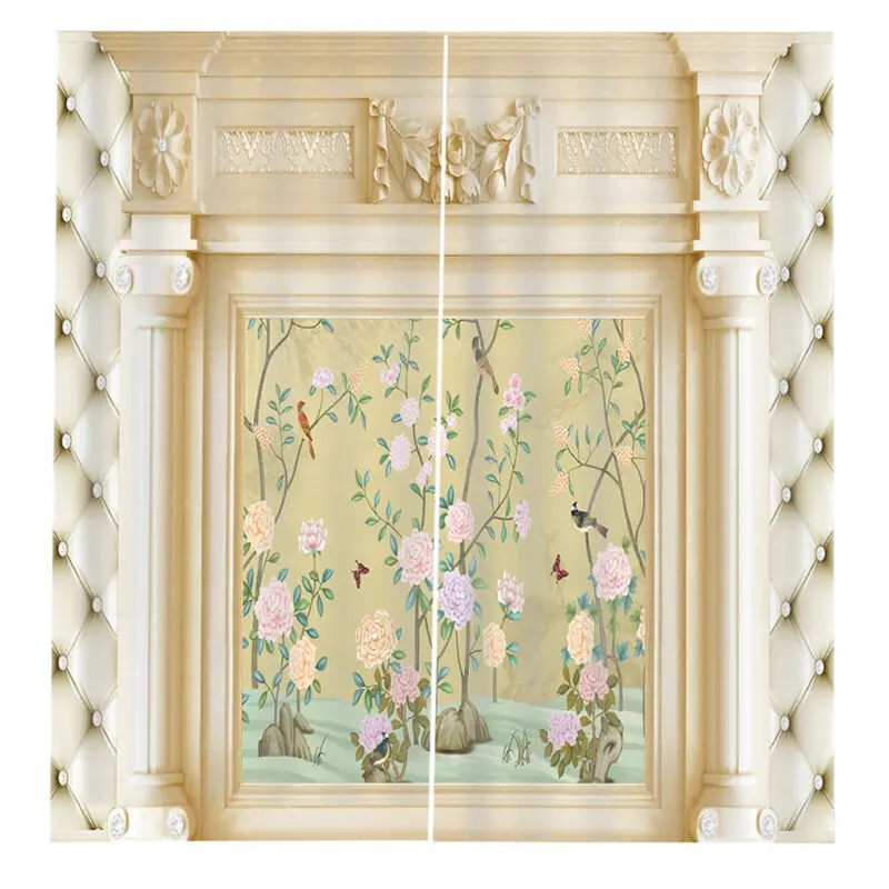 

2pcs Panels Room Decoration Thermal Insulated 3D Window Curtain 65x59 Inch