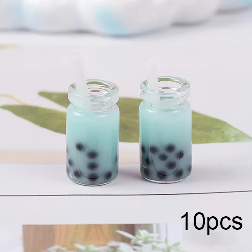 Веселая обезьяна Boba Slime амулеты Смола милый пузырь молоко чай бутылка добавки Набор DIY Декор для пушистого прозрачного хрустящего слизи - Цвет: Blue 10pcs