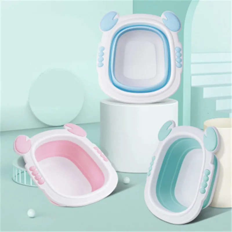 Folding washbasin baby folding bathtub plastic folding basin bathroom portable children's foot tub training basin soap basin