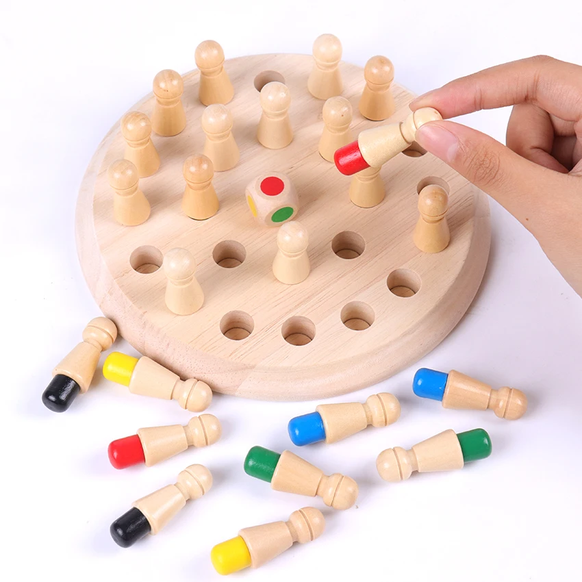 1Set Color Cognitive Ability Toys For Children Wooden Memory Match Stick Chess Game Fun Block Board Game Educational