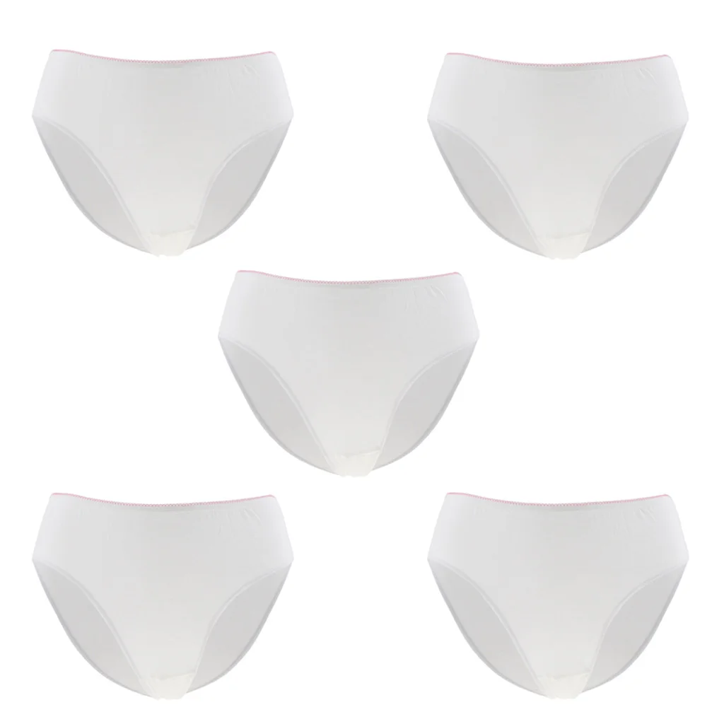 5 Pieces / Pack Lady Women Disposable Cotton Large Underwear Travel Panties Briefs for SPA Beauty Salon Hotel Trip Outdoor