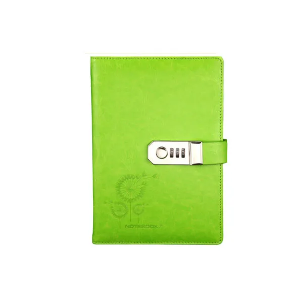 Личный дневник с кодом блокировки кожаный блокнот бумага 100 листов А5 Блокнот Канцелярские товары офисные школьные принадлежности подарок - Цвет: light green