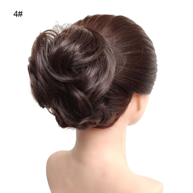 Jeedou Messy Chignon Donut Hair Bun Pad Elastic Hair Rope Rubber Band Synthetic Hairpiece Gary Brown Color S-4