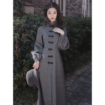 

Vintage Style Grey Ankle-Length Lantern Sleeve dresses