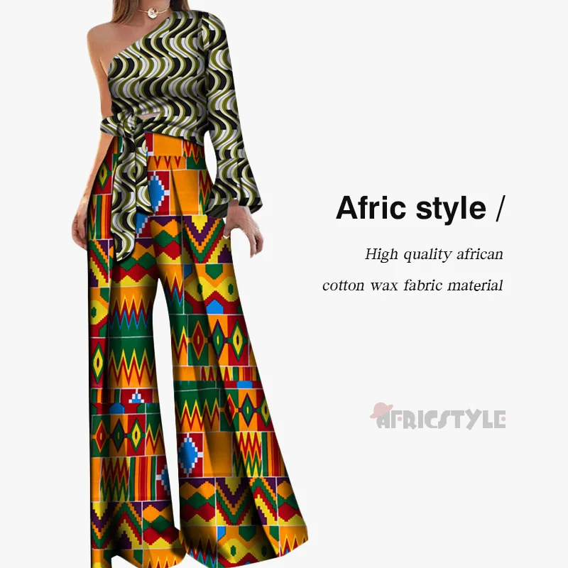 

2020 New African Print Elastic Bazin Baggy Pants Rock Style Dashiki SLeeve Famous Suit for office or party model WY5456