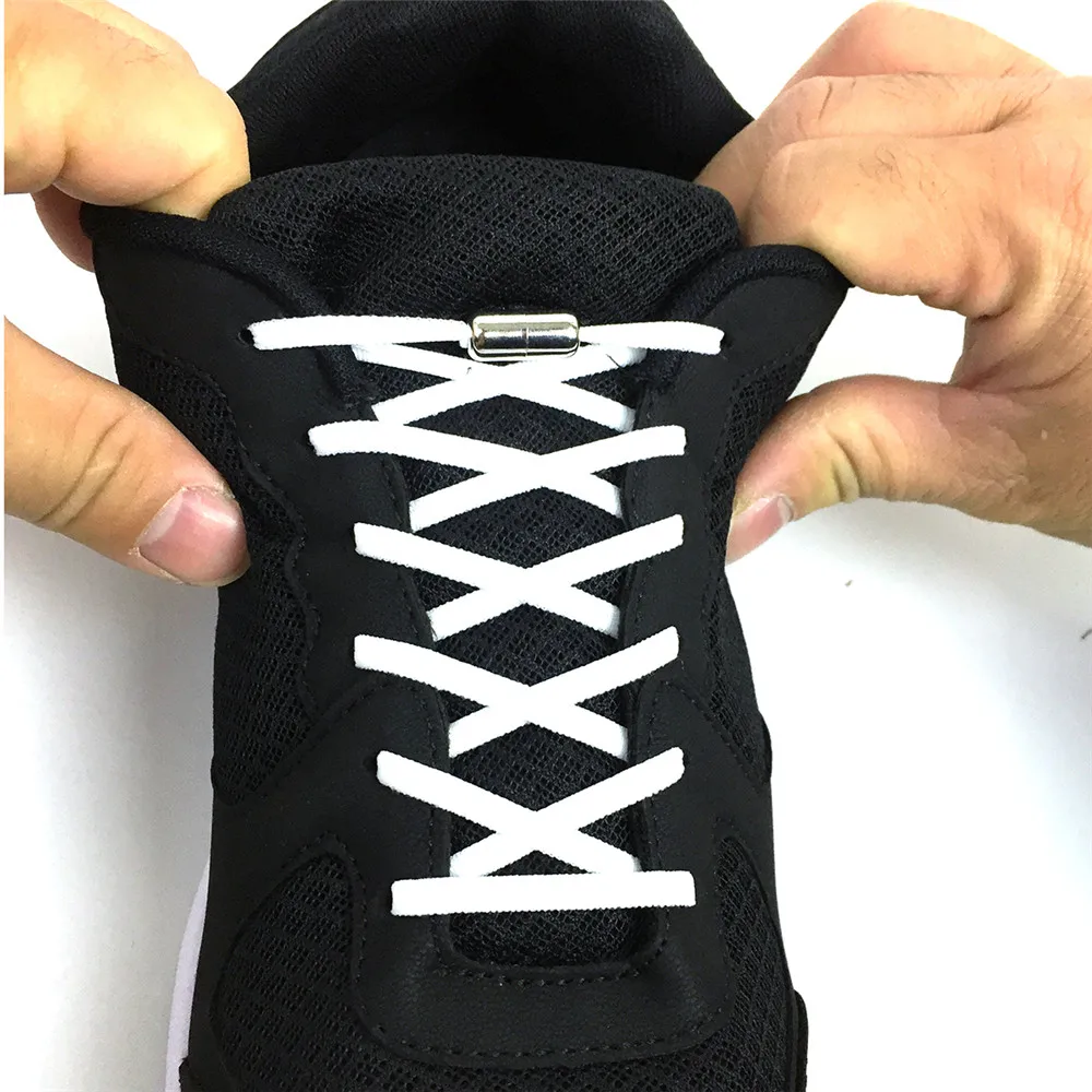 2pcs Elastic shoelace quick lazy laces No Tie Shoe Laces Metal Capsule