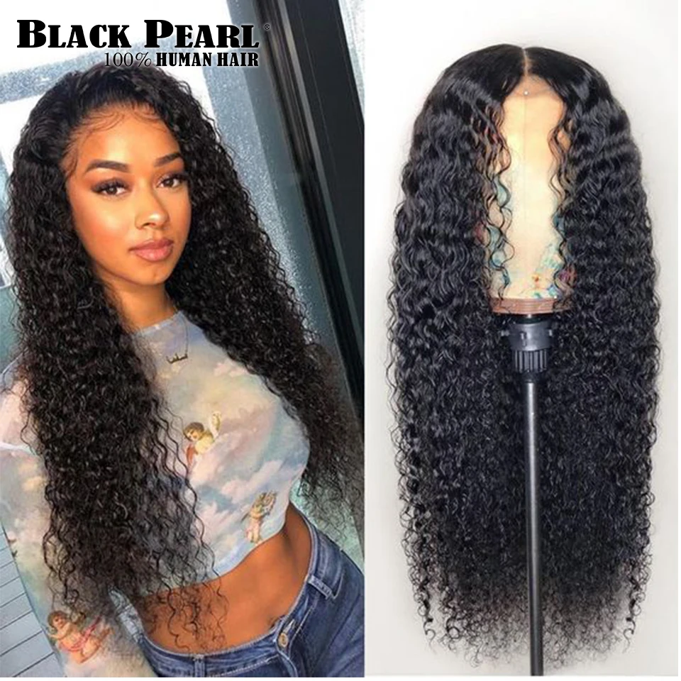 Black pearl 150% Lace Front Human Hair Wigs 13X4 Pre Plucked Remy Brazilian kinky curly Lace Frontal Wigs For Black Women|Lace Front Wigs| -...