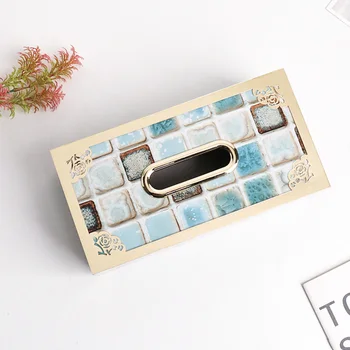 

Nordic Style Car Wooden Napkin Holder Home Decoration Tissue Box Toliet Rectangular Towel Dispenser Simple Marble Pattern Office