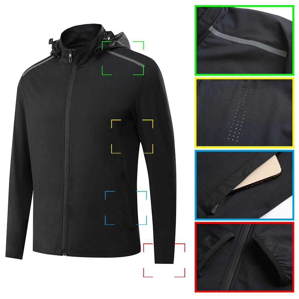 Мужская куртка для улицы,, дышащая сетка, быстросохнущая, на молнии, с капюшоном, Осень-зима, новинка, для бега, бега, тренировок, кемпинга, ветровка
