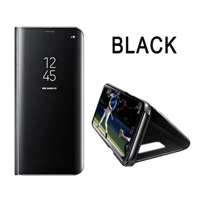 Умный кожаный чехол-книжка с зеркальной подставкой для Samsung Galaxy S8 S9 Plus S7 S6 Edge Note 8 j5