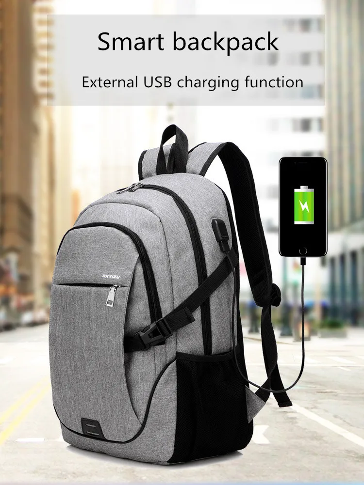 Fashionable Casual Men's Backpack Student School Bag Multifunction USB Charging Backbags Notebook Computer Travel Backpacks