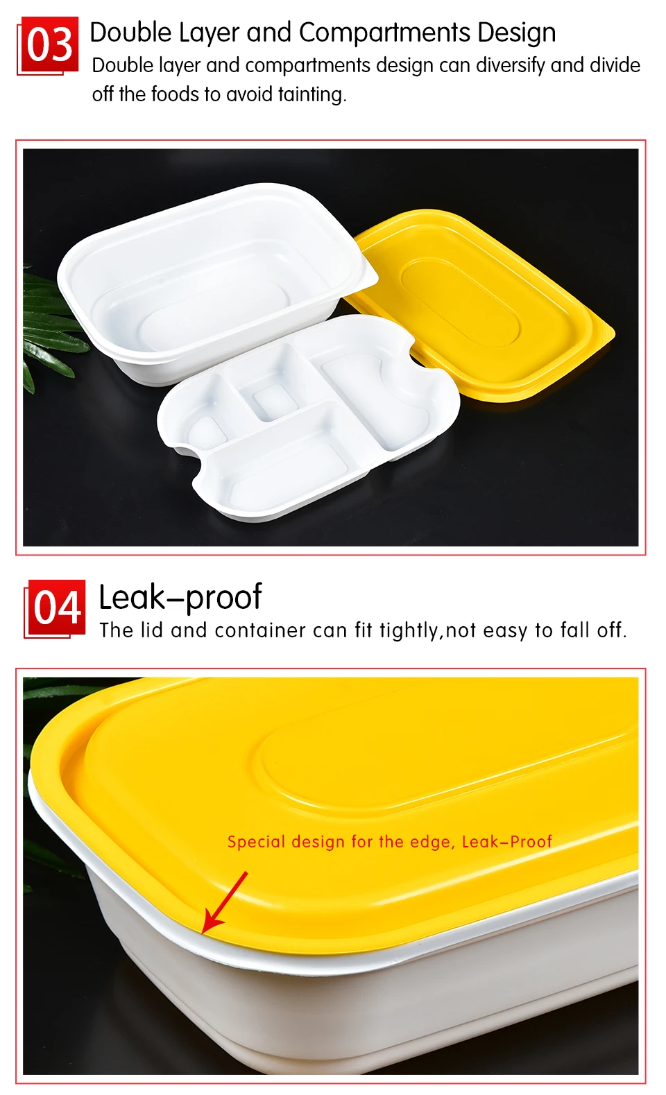 Одноразовый пластиковый Ланч-бокс Bento