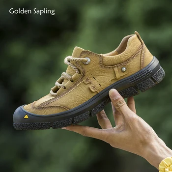

Golden Sapling Hunting Boots Genuine Leather Tactical Shoes Men Breathable Soft Men's Sneakers Retro Outdoor Hiking Shoes Male