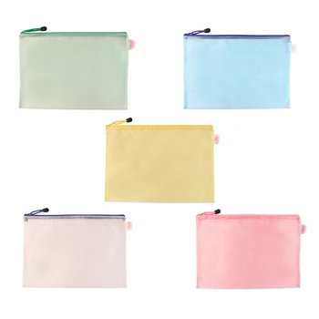 

1Pcs Waterproof Plastic Zipper Paper File Folder Book Pencil Pen Case Bag File Document Bag For Office Student Supplies