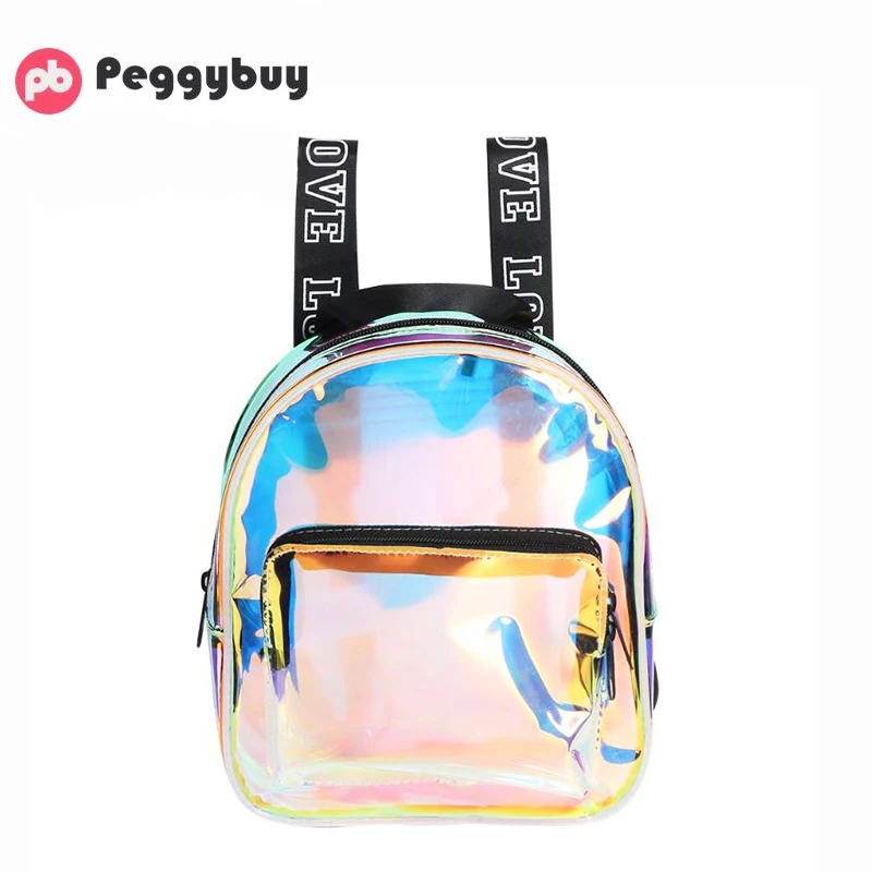 

Mini Translucent Laser Backpacks PVC Women Kids Girls Shoulder Bags Simple Small PVC Shiny Laser Mini School Backpack Bling Bags
